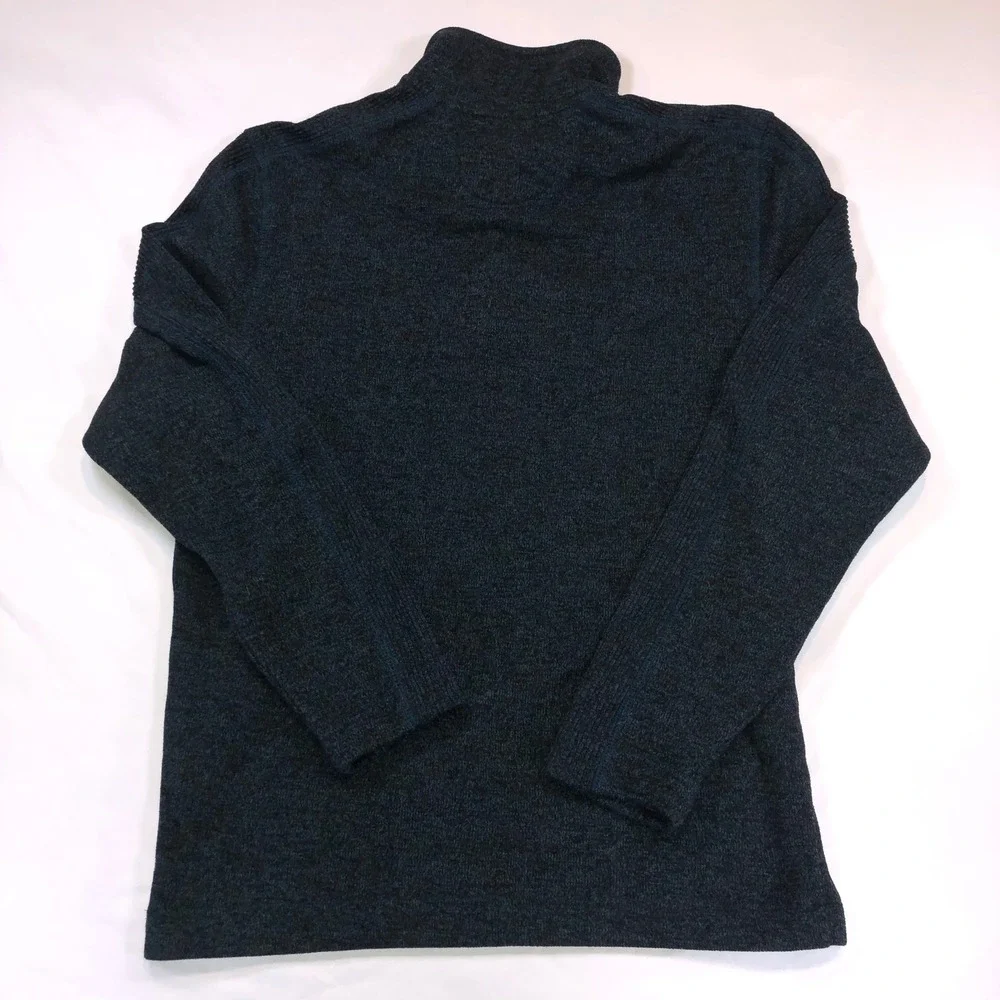 Van Heusen Flex Mens Medium Teal Black Marled Quarter Button Mock Neck Sweater